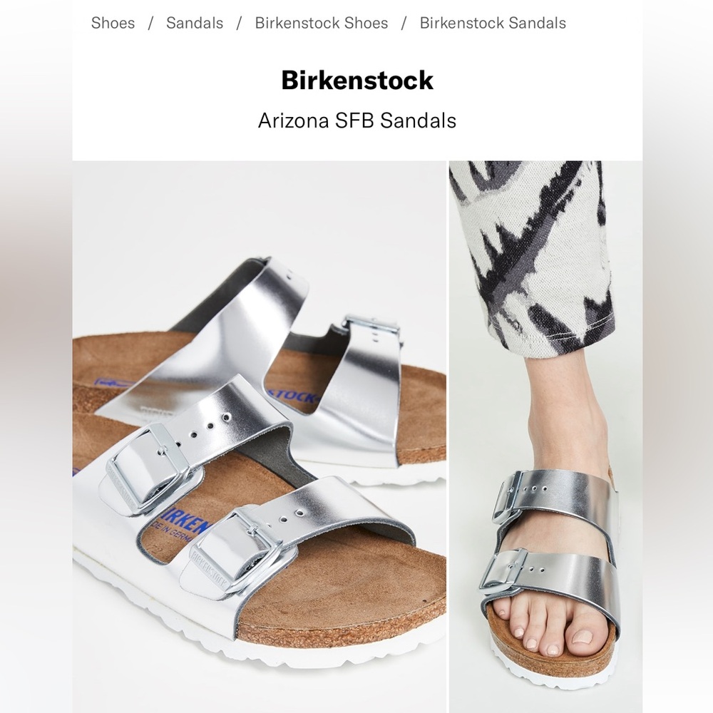Silver Birkenstock women’s size 38 Arizona SFB